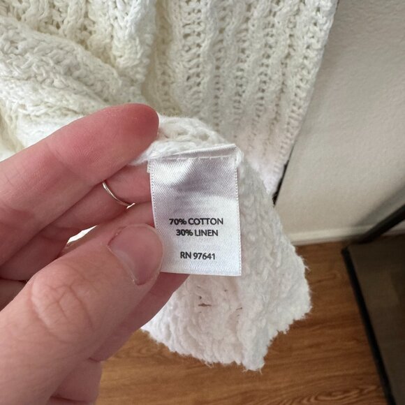 J. Jill Cotton Linen Open Knit Cardigan Size Large - Picture 4 of 6